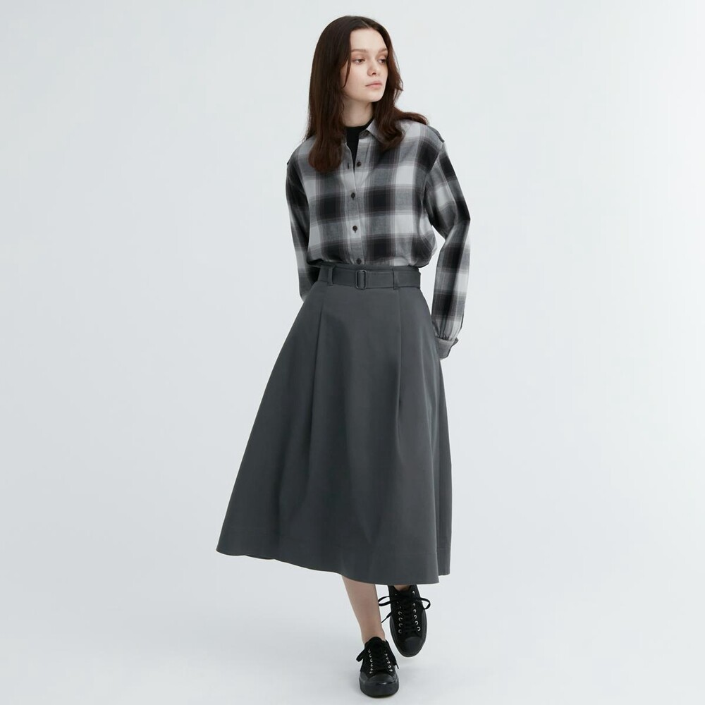 

Женская юбка Uniqlo с поясом, сине-серый