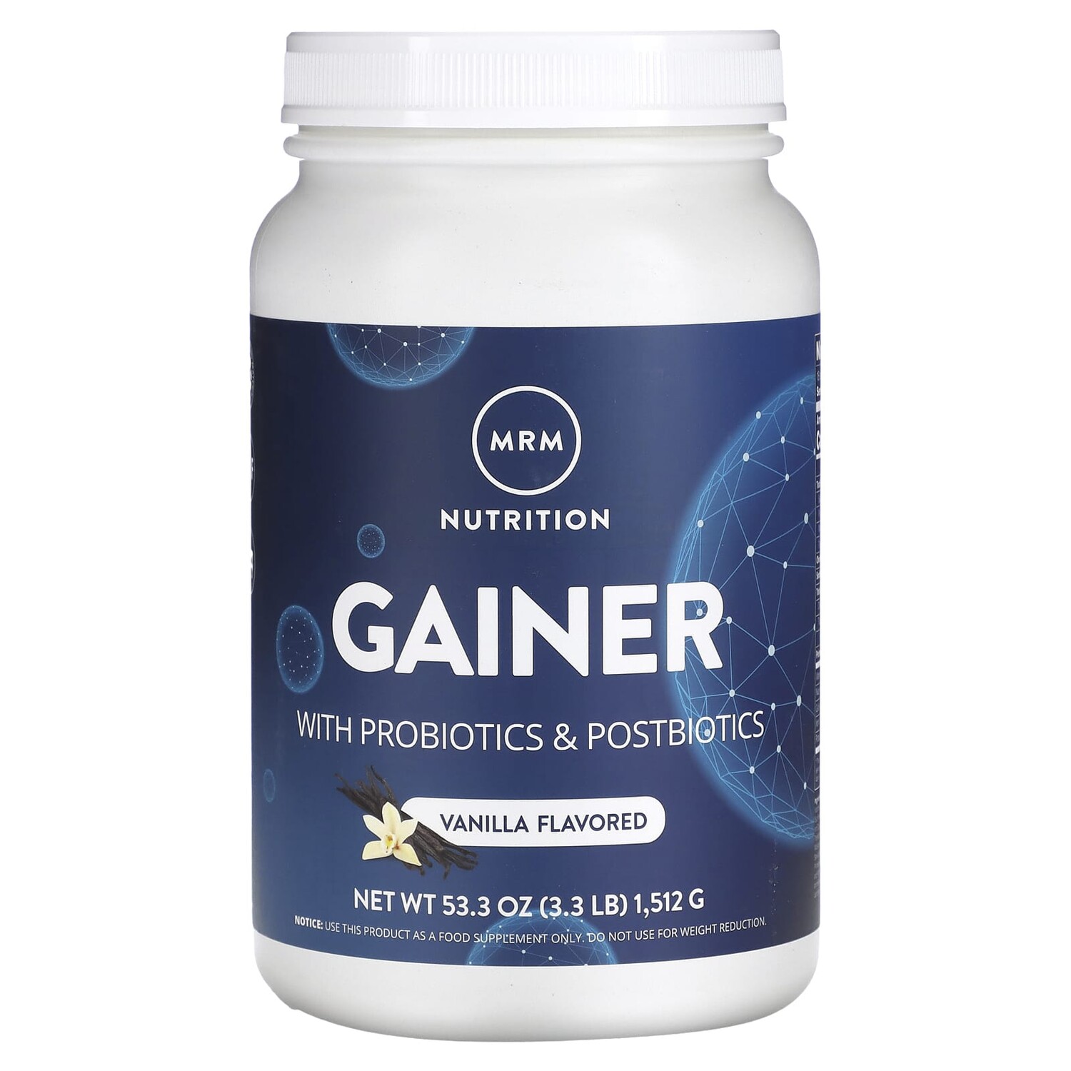 

Gainer, 1 миллиард пробиотиков, ваниль, 3,3 фунта (1512 г), MRM Nutrition