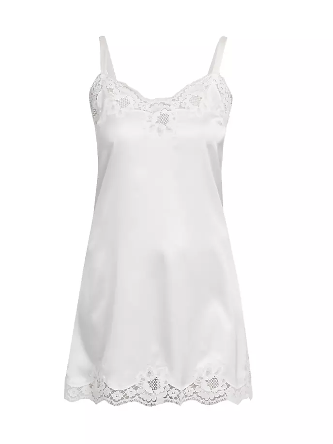 

Ночная рубашка из шелкового атласа с кружевной отделкой Dolce&Gabbana, белый