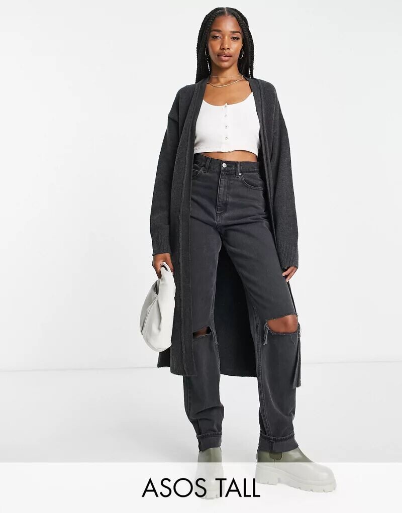 

Серый кардиган макси ASOS DESIGN Tall
