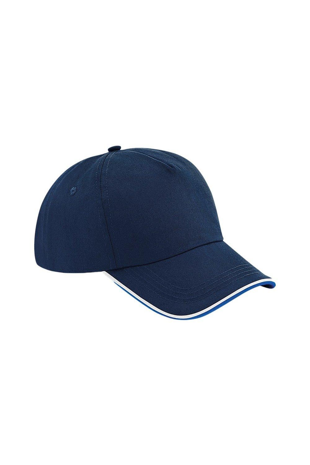 Аутентичная пятипанельная кепка с окантовкой Beechfield, темно-синий
