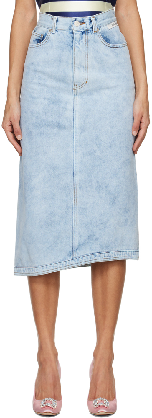 Синяя асимметричная джинсовая юбка-миди Kimhēkim