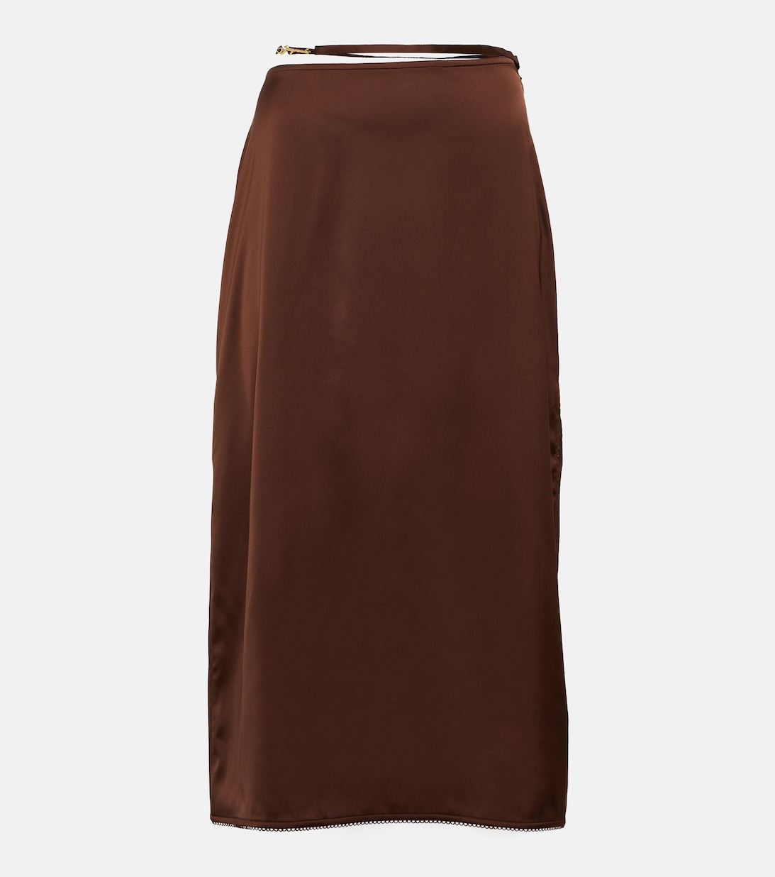 Атласная юбка миди с завышенной талией La Jupe Notte JACQUEMUS, коричневый