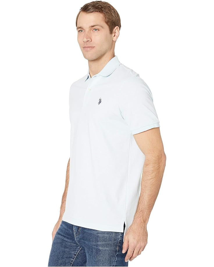 Поло U.S. POLO ASSN. Solid Cotton Pique Polo with Small Pony, цвет Tahoe Blue Heatherr