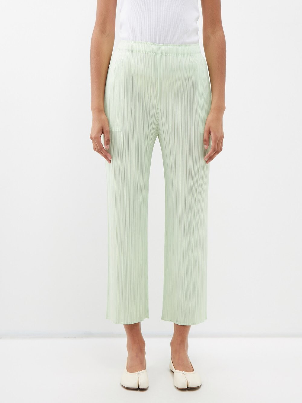 

Брюки из технического джерси со складками Pleats Please Issey Miyake, зеленый