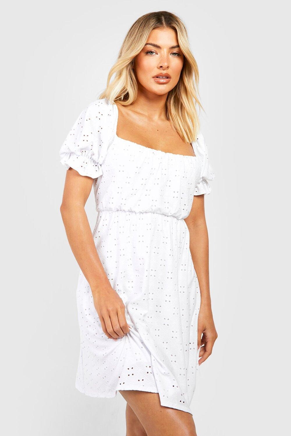 

Трикотажное платье из джерси с лучшими рукавами Boohoo, белый