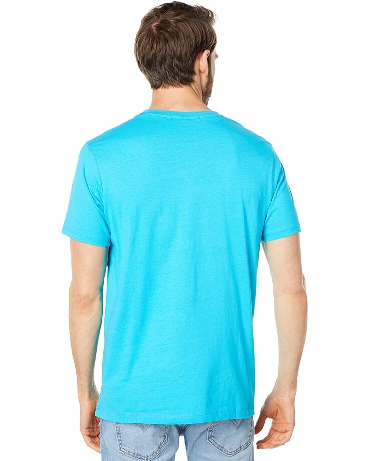 

Рубашка U.S. POLO ASSN. Short Sleeve Small Pony Solid Henley Knit Shirt, цвет Scuba Blue