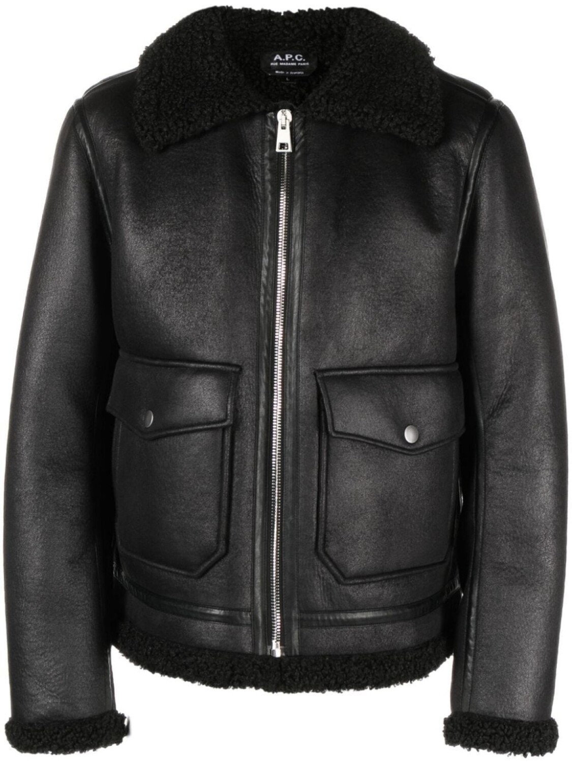 

A.P.C. бомбер с искусственным мехом, черный