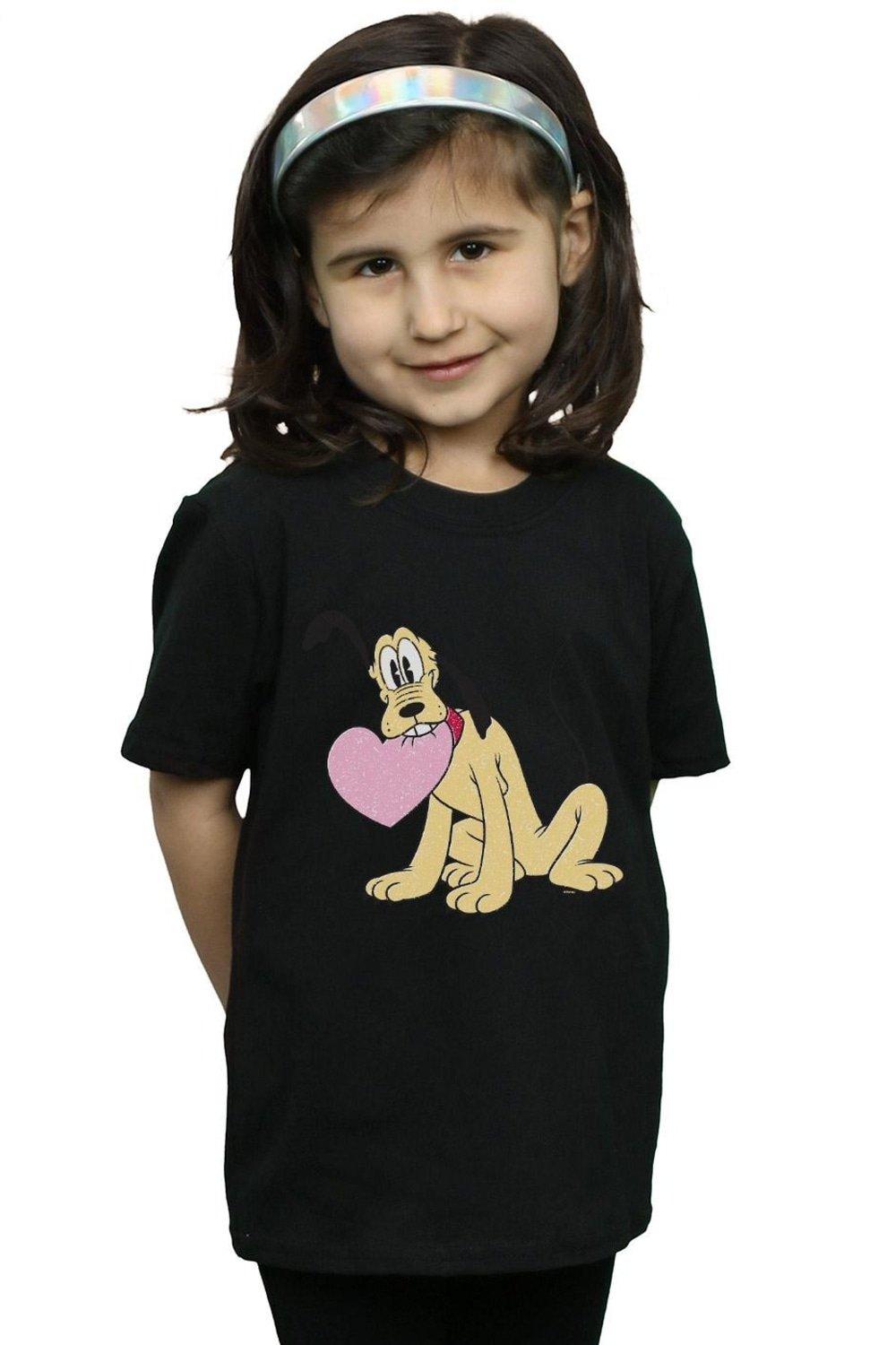Хлопковая футболка Pluto Love Heart Disney, черный