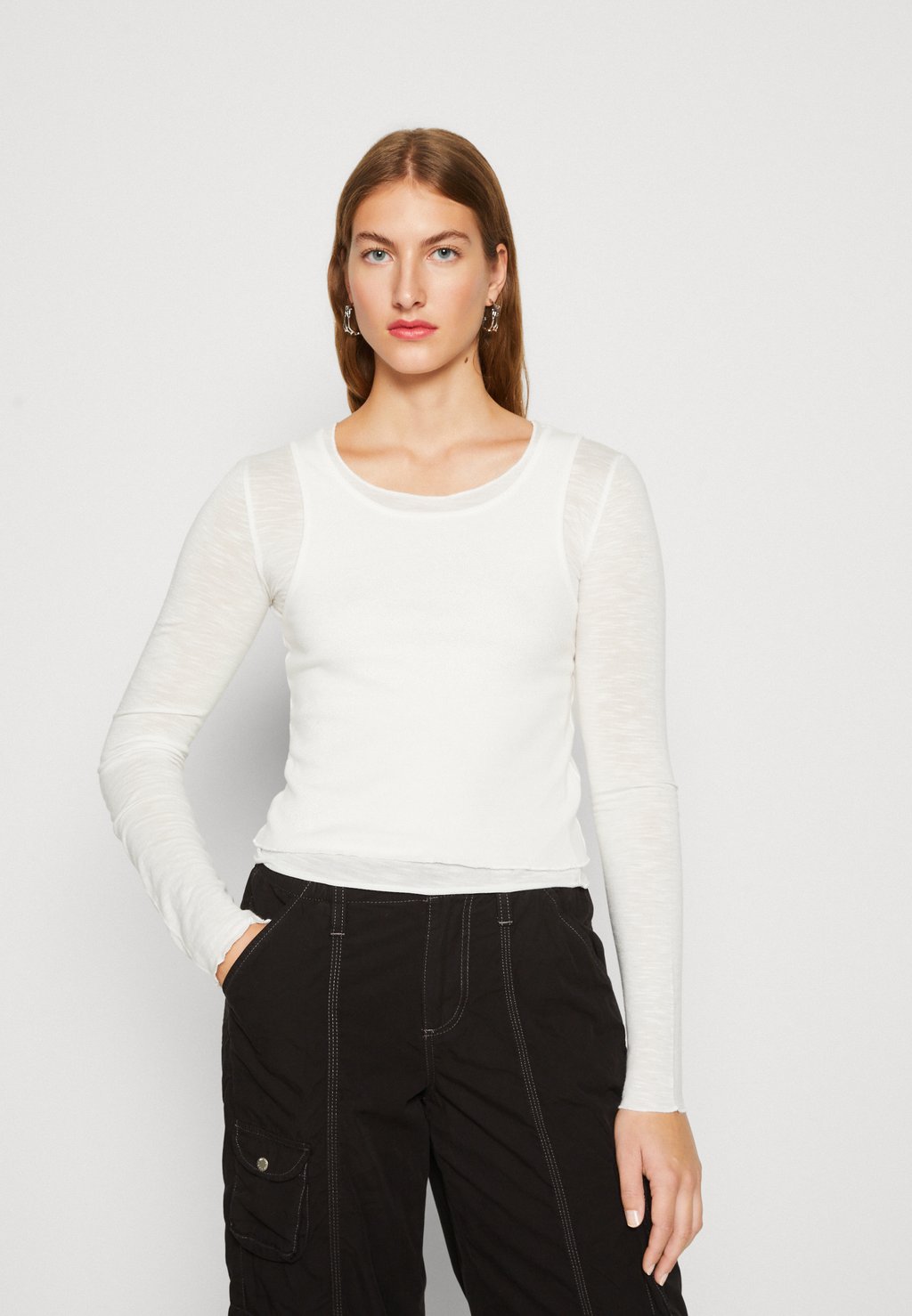 

Футболка с длинным рукавом DOUBLE LAYER BDG Urban Outfitters, кремовый, Бежевый