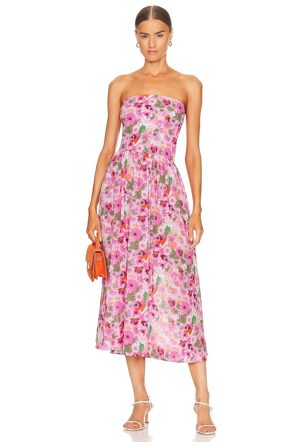 

Платье миди Ganni Light Cotton Tieband, цвет Sugar Plum