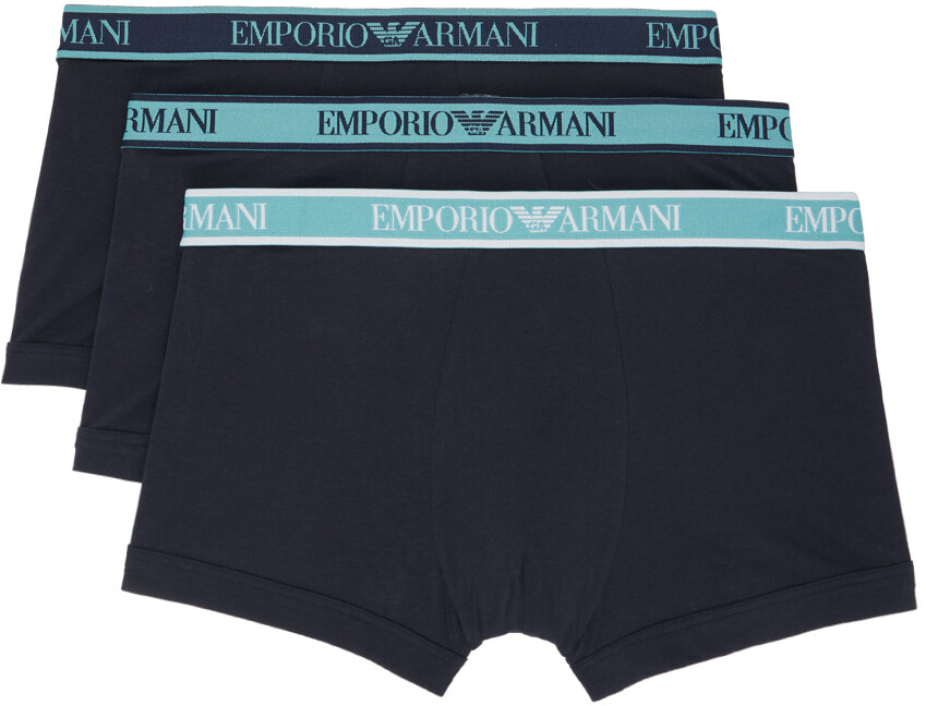

Комплект из трех темно-синих боксеров Emporio Armani