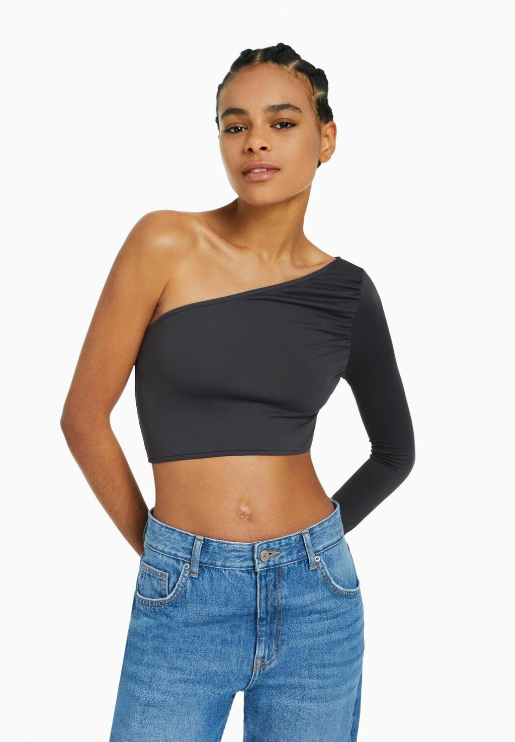

Рубашка с длинным рукавом Bershka, темно-серый