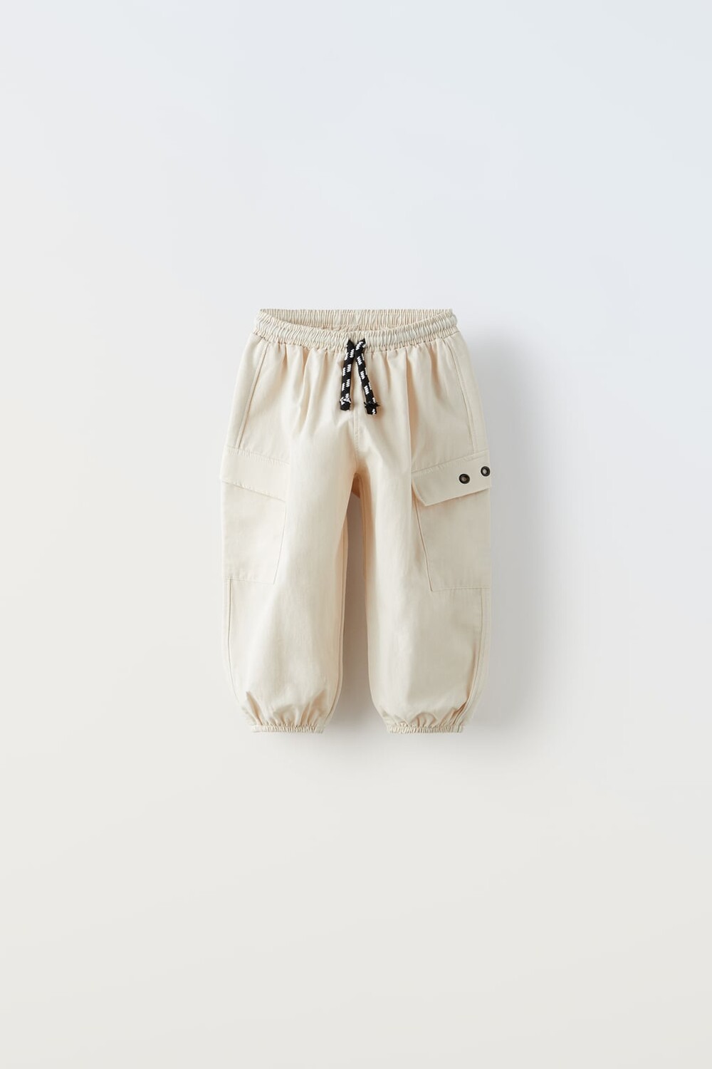 

Контрастные брюки-карго ZARA, экрю