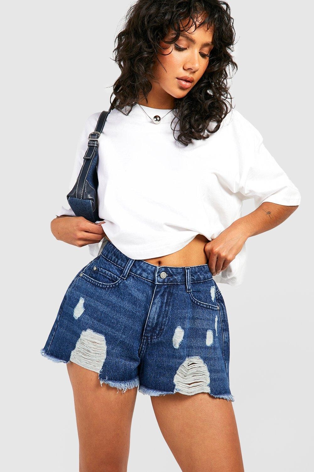 

Джинсовые шорты индиго Boohoo, индиго
