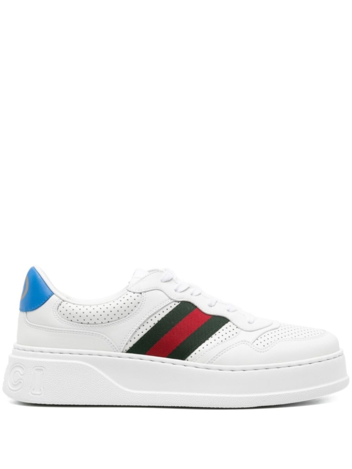 

Кроссовки Gucci With Embossed Logo GG, белый/синий/красный/черный