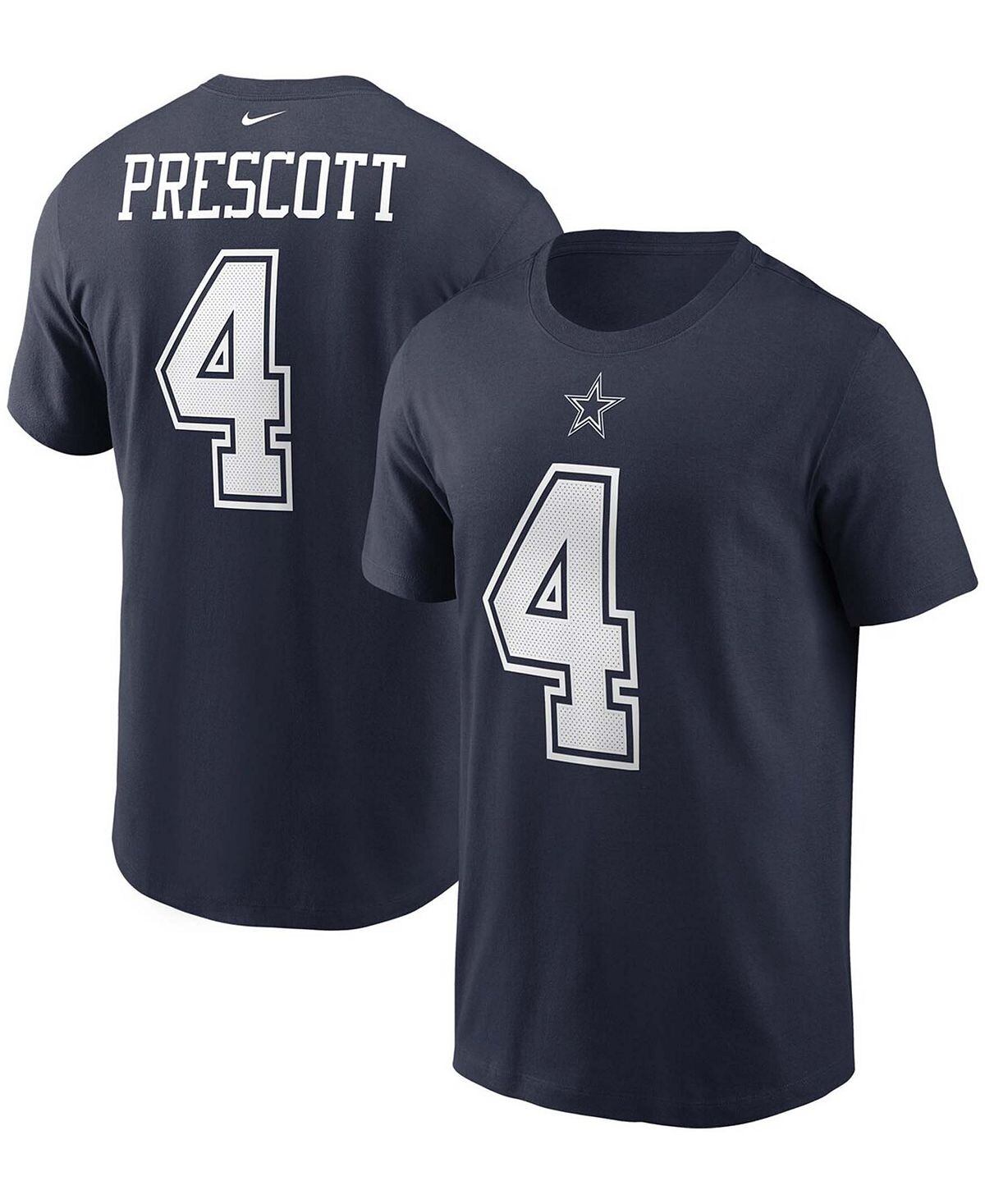 

Мужская темно-синяя футболка Dak Prescott Dallas Cowboys с именем и номером Nike