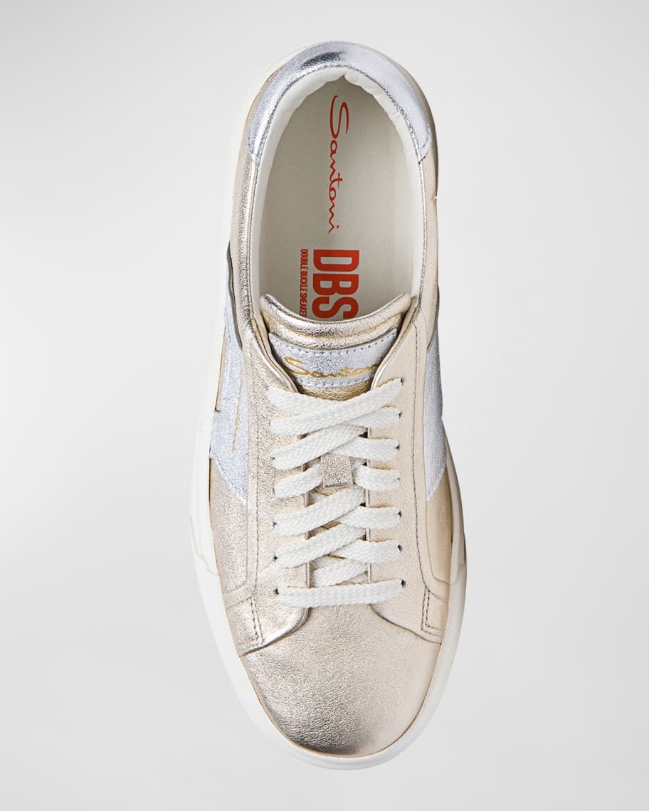 

Металлизированные двухцветные низкие кеды Santoni