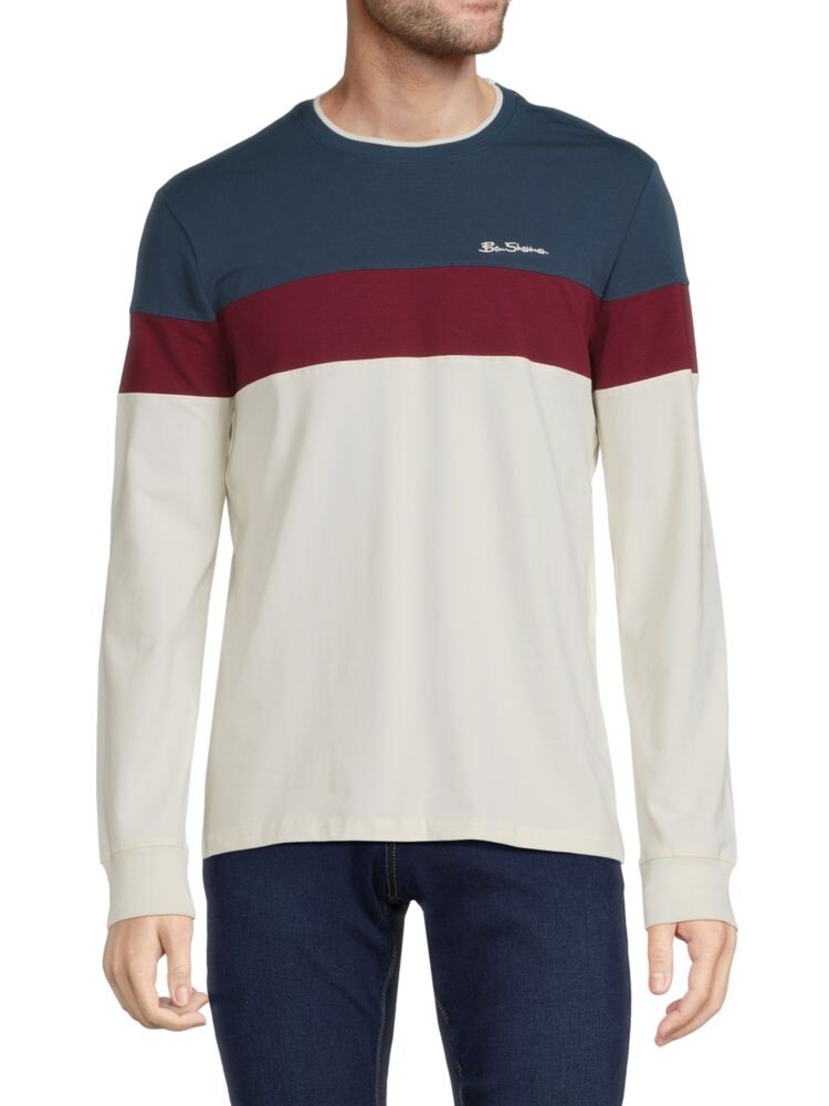 

Футболка с длинными рукавами и цветными блоками Ben Sherman, слоновая кость, Бежевый