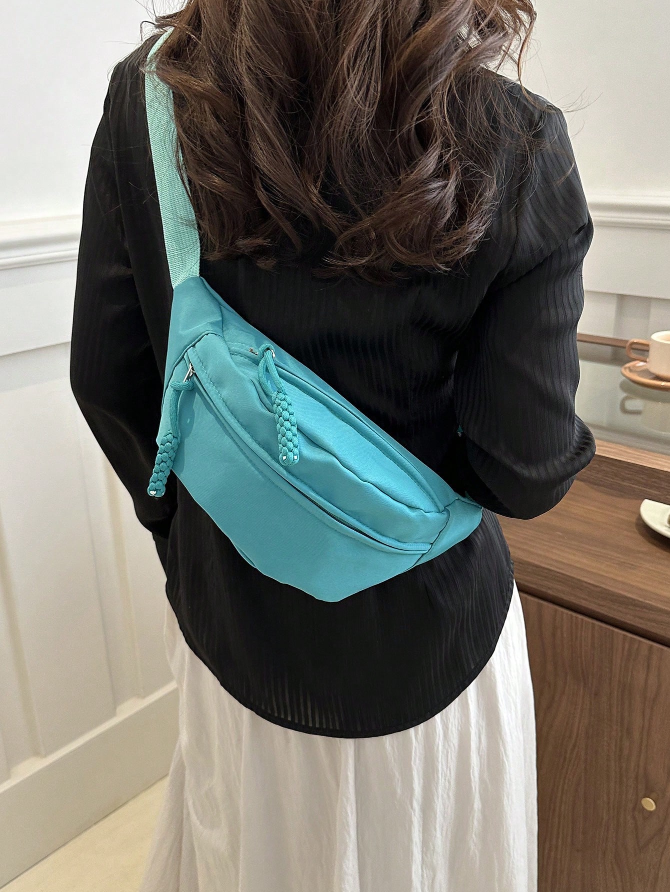 Модная нейлоновая сумка через плечо, голубые цена и фото