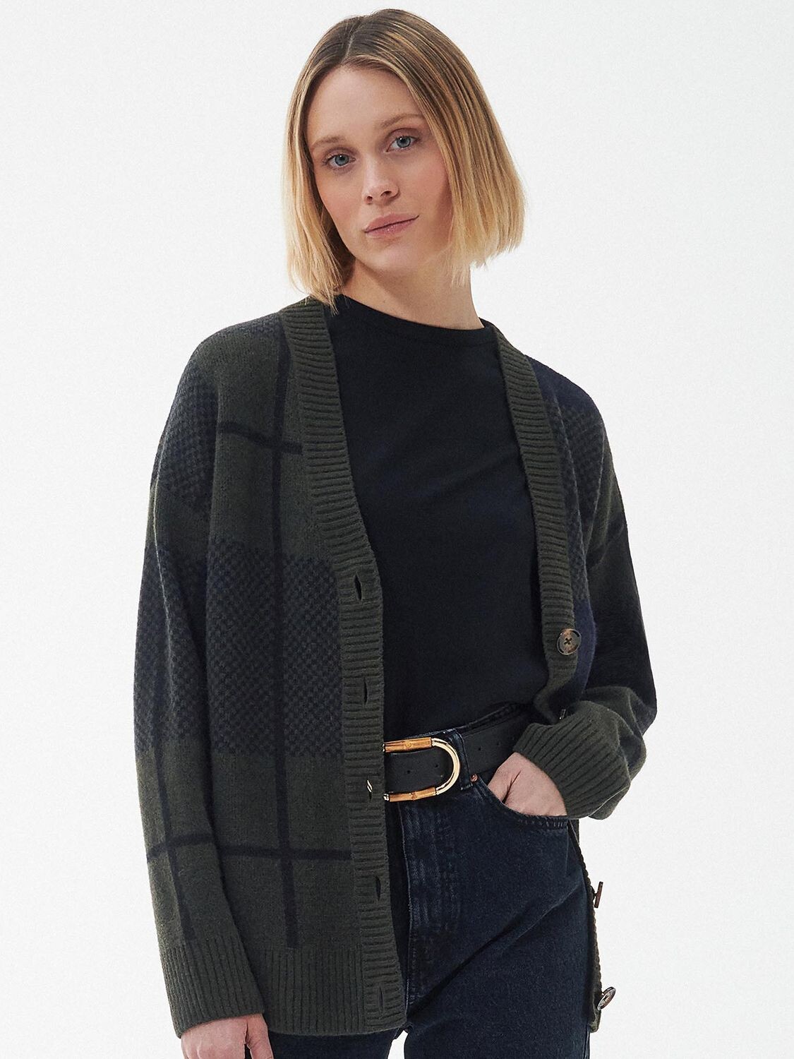 

Кардиган Barbour Marie, Черный/Шалфейный Тартан
