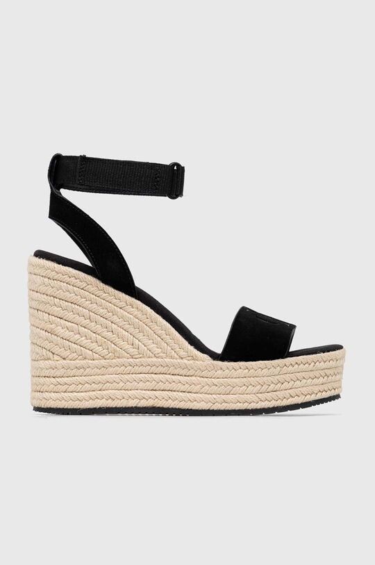 цена Замшевые босоножки WEDGE SANDAL ON CON Calvin Klein Jeans, черный