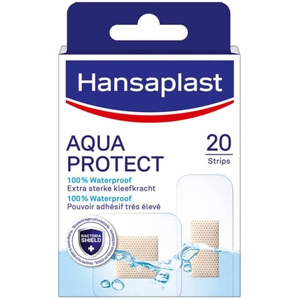 Hansaplast Aquaprotect Водостойкие пластыри, 20 полосок 50 шт пластыри для остановки кровотечения водостойкие