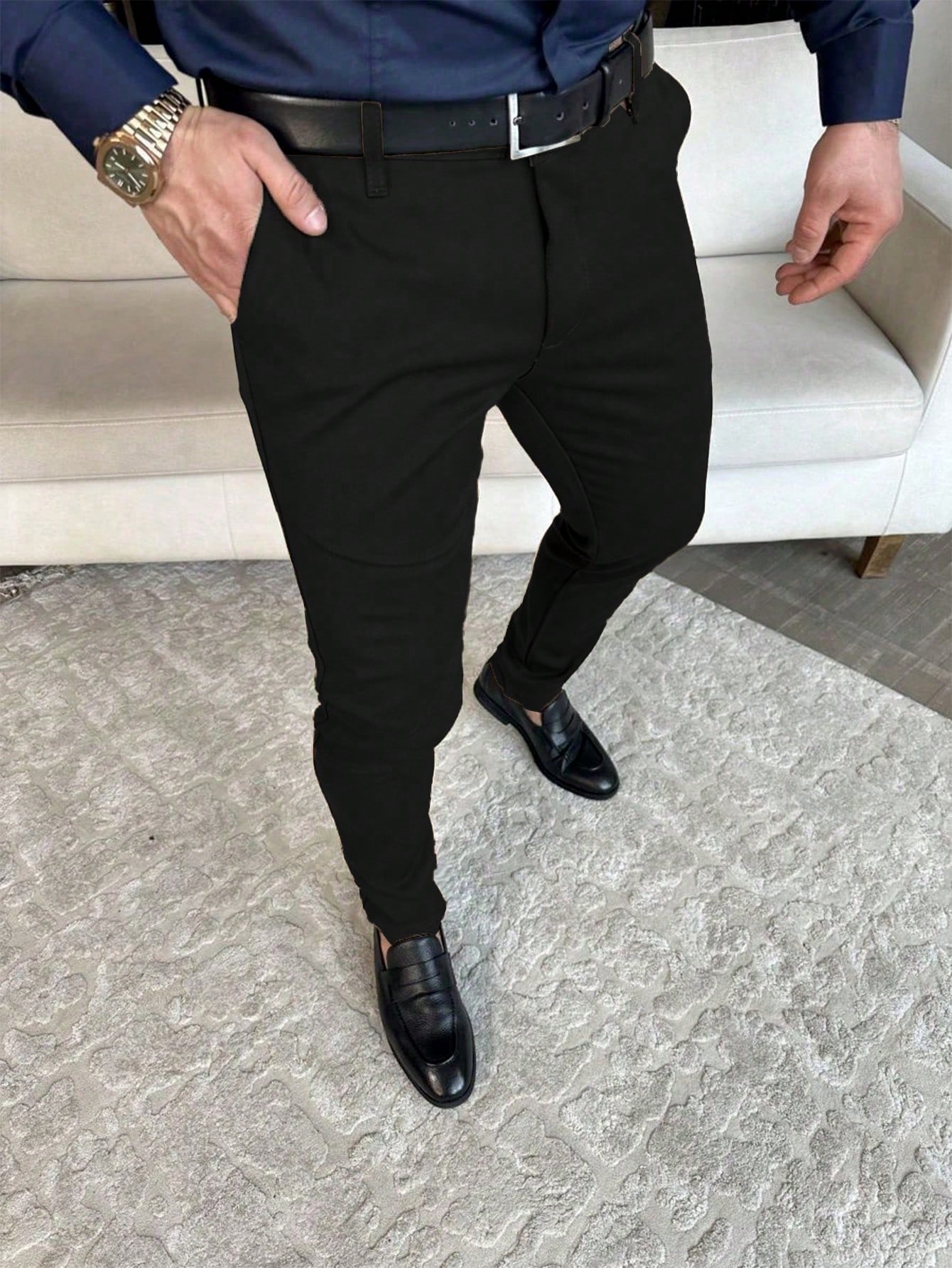 Мужские повседневные однотонные брюки Manfinity Mode, черный мужские шорты укороченные брюки повседневные брюки с эластичным поясом короткие костюмные брюки новые мужские повседневные брюки свобо