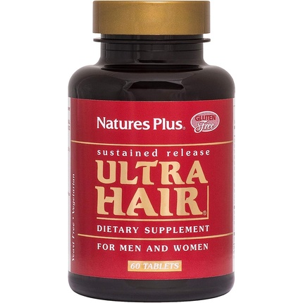 Naturesplus Ultra Hair Натуральная добавка для роста волос с замедленным высвобождением, 60 вегетарианских таблеток, Nature'S Plus