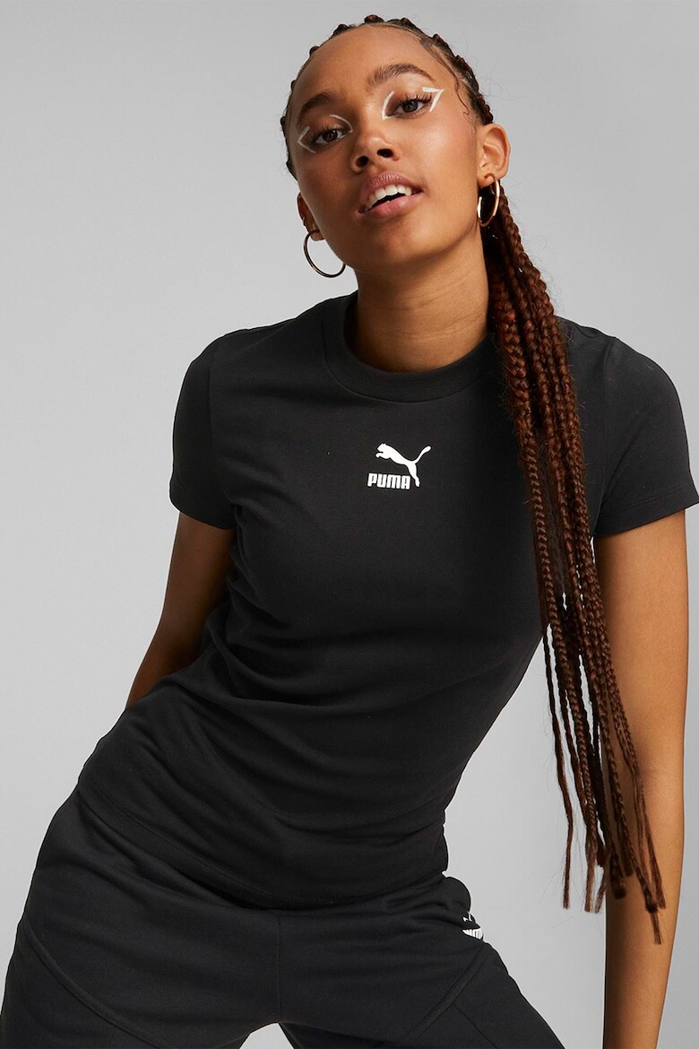 

Классическая приталенная футболка с овальным вырезом горловины Puma, черный