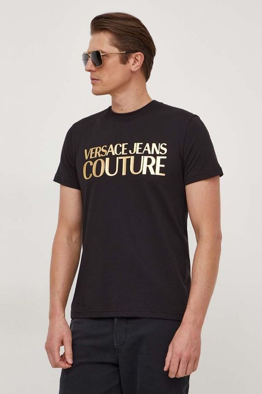 

Хлопковая футболка Versace Jeans Couture, черный
