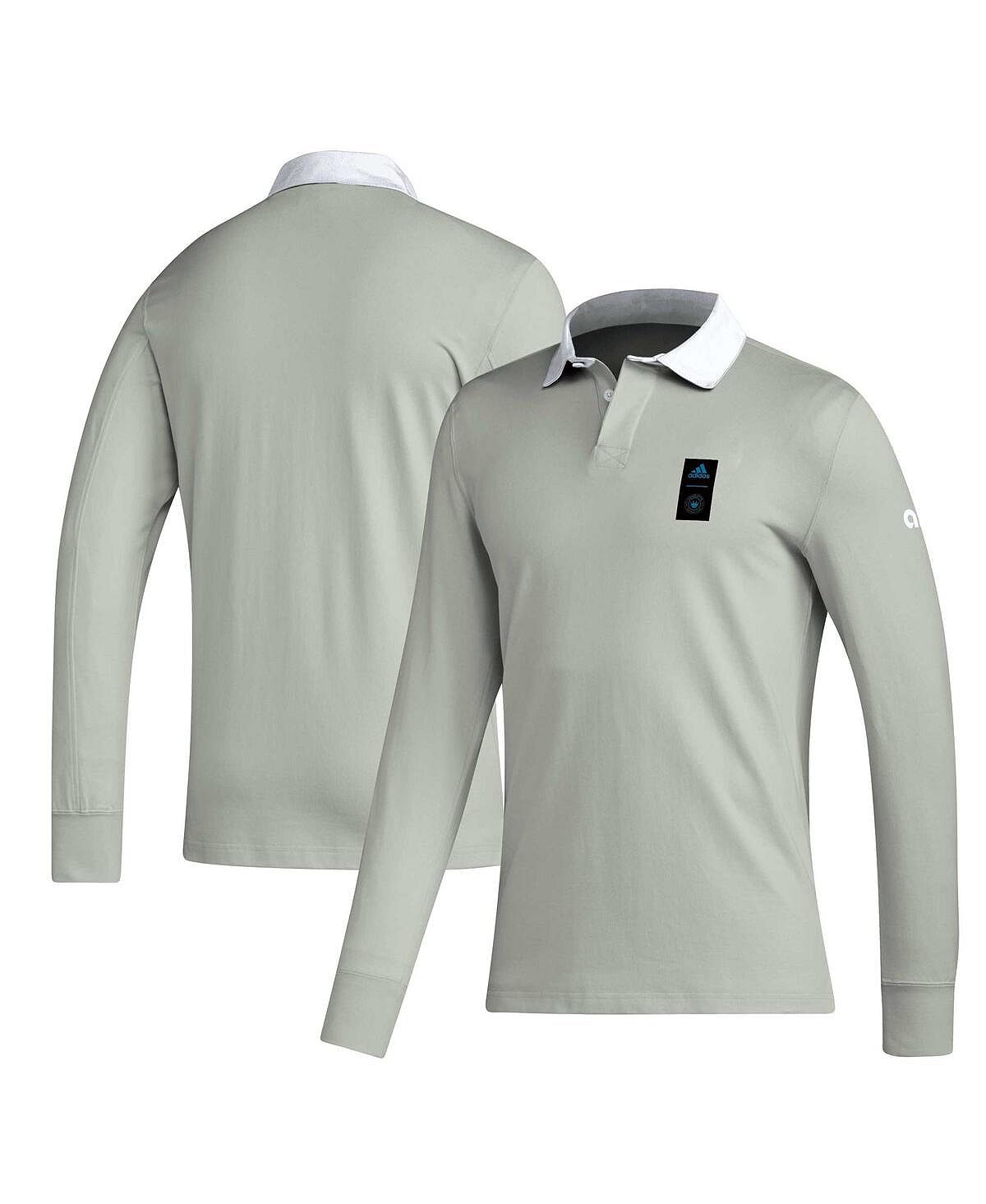 Мужская серая рубашка-поло с длинным рукавом Player Charlotte FC Travel 2023 adidas цена и фото