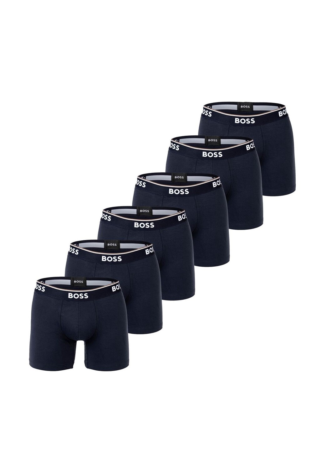 

Мужские боксеры, 6 шт. - Boxer Briefs 6P Power, хлопок стрейч, логотип BOSS, темно-синий