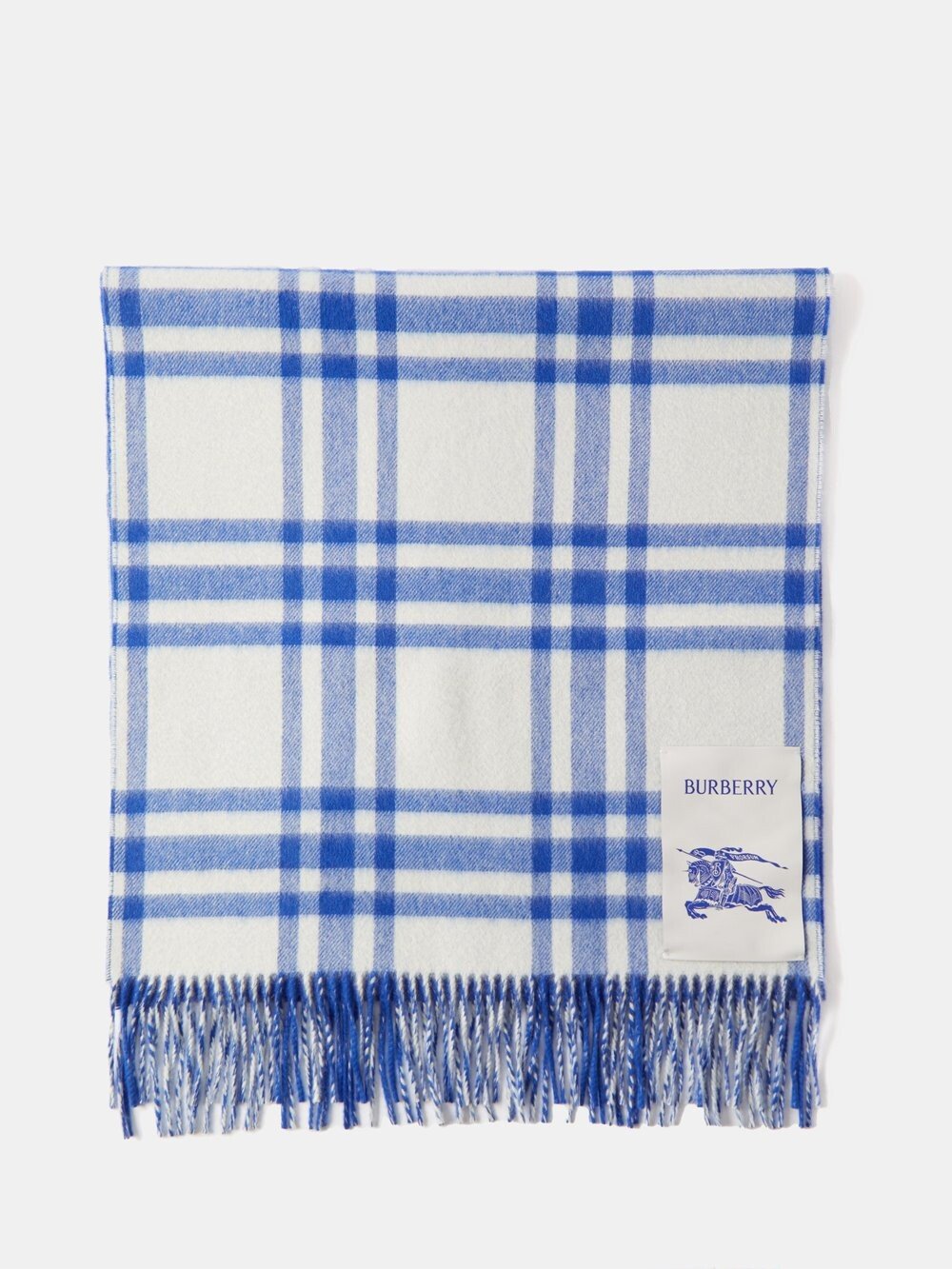 

Кашемировый шарф в клетку с бахромой Burberry, белый