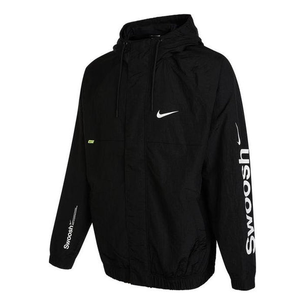 Куртка Men's Nike Alphabet Logo Printing Woven Hooded Jacket Autumn Black, черный