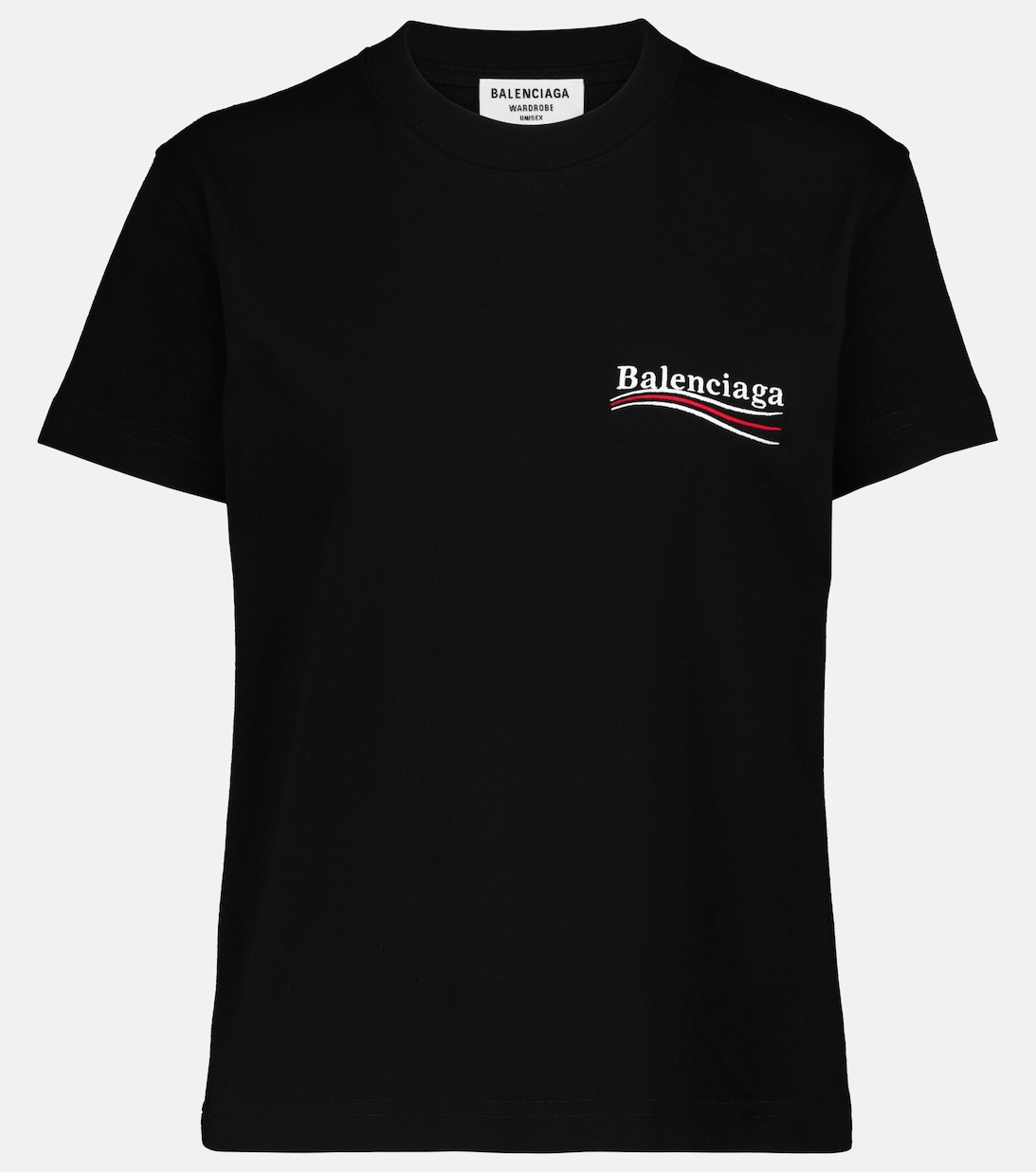 Хлопковая футболка с логотипом BALENCIAGA, черный объемная футболка с металлическим логотипом balenciaga черный