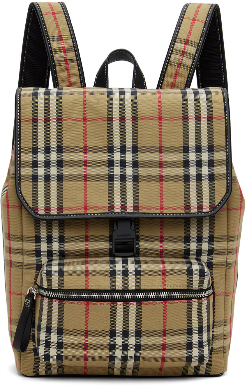 

Детский бежевый рюкзак в клетку Burberry