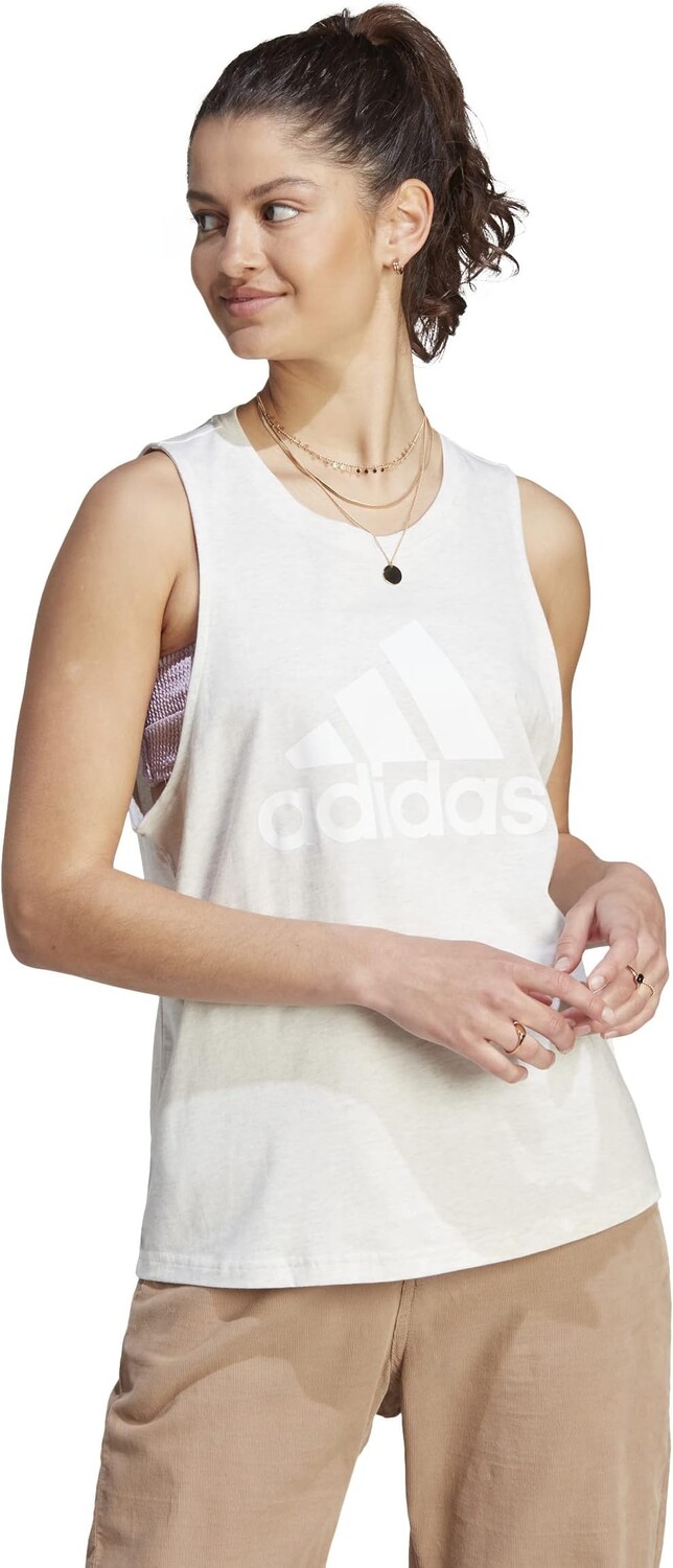 

Майка с большим логотипом adidas, цвет Off-White Mel/White