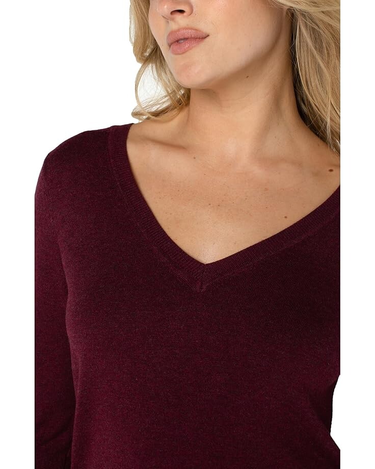 

Свитер Liverpool Los Angeles 3/4 Sleeve V-Neck Sweater with Pique, цвет Windsor Heather