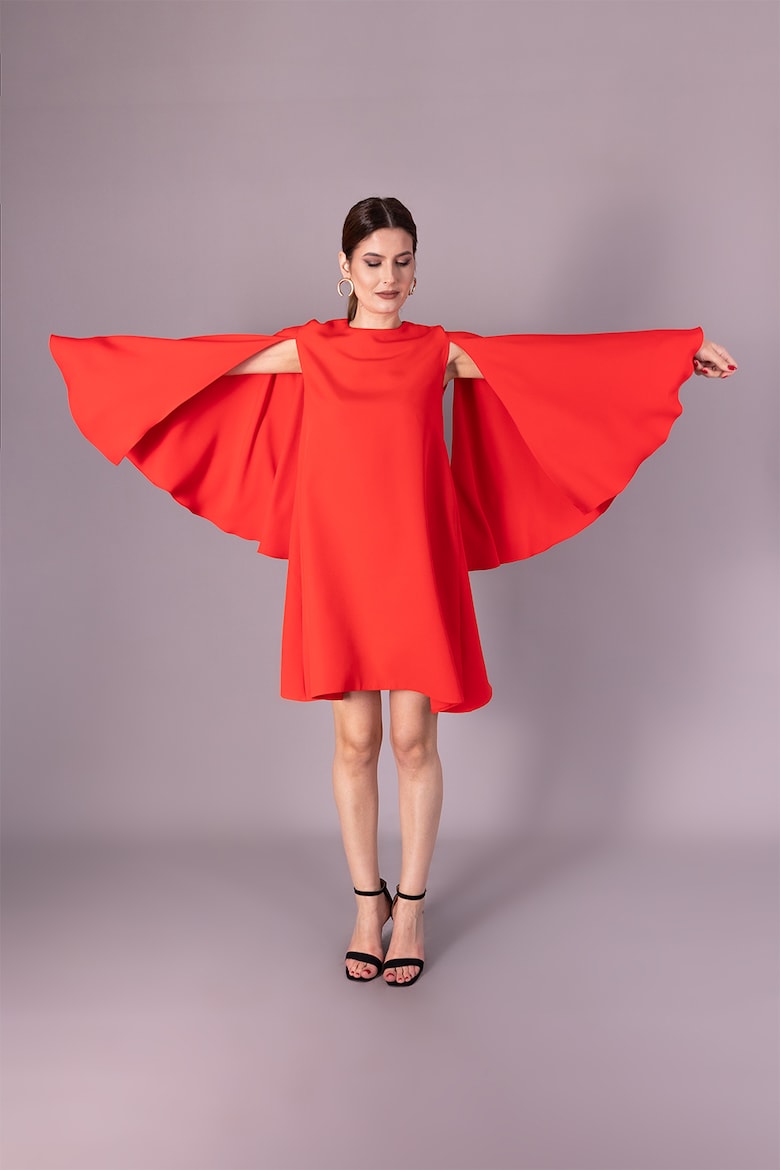 Вырезное платье с полурукавами Ilona Andreoiu, красный