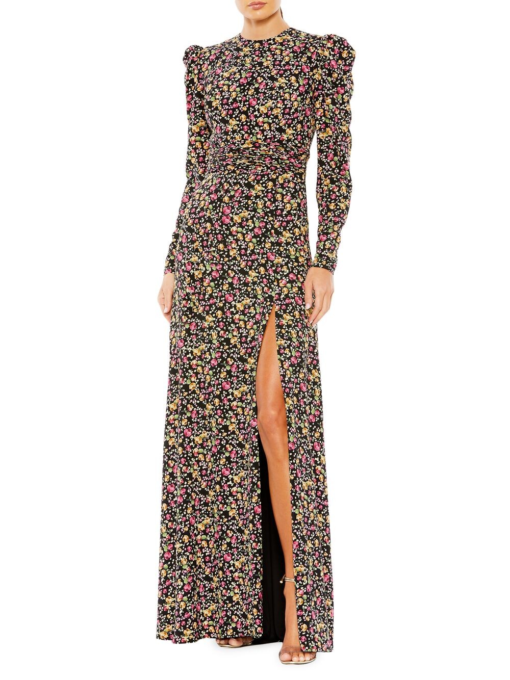 

Платье длиной до пола с пышными рукавами Mac Duggal, черный