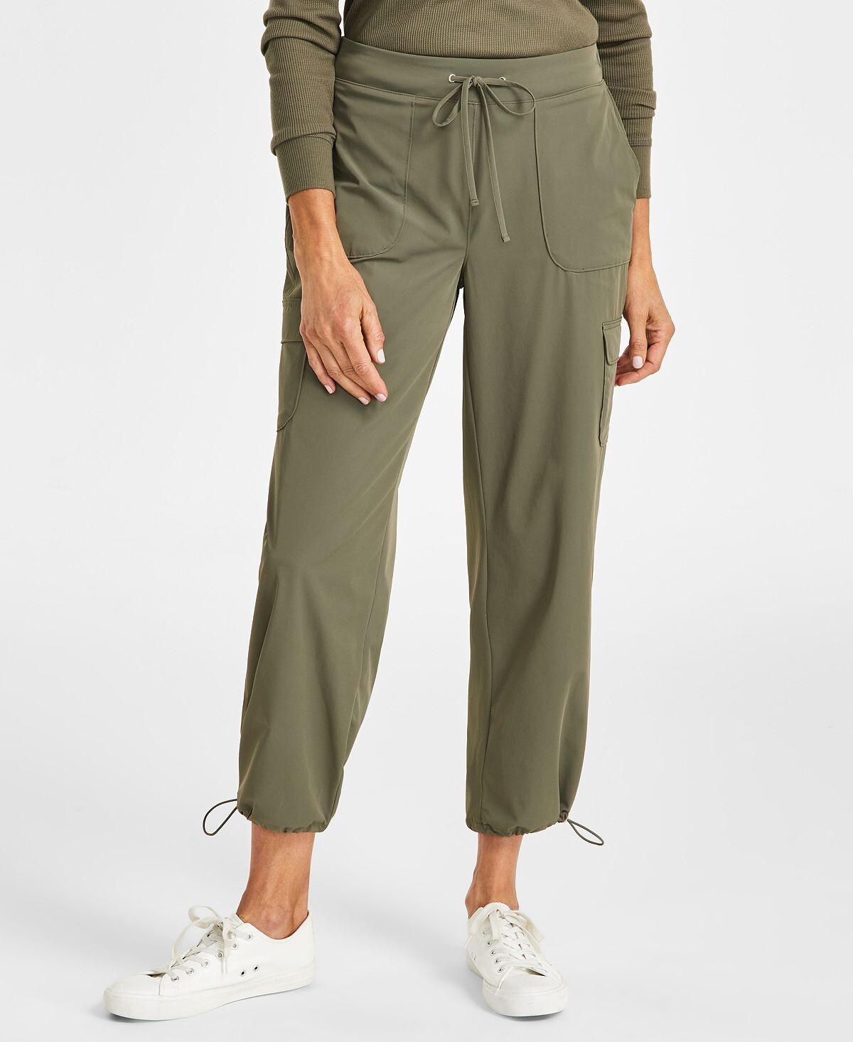 

Миниатюрные однотонные универсальные брюки с завязками на подоле Style & Co