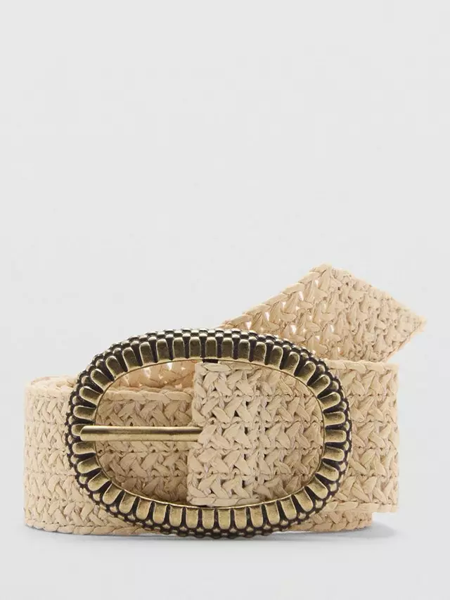 

Ремень Mango Mimi Textured, бежевый