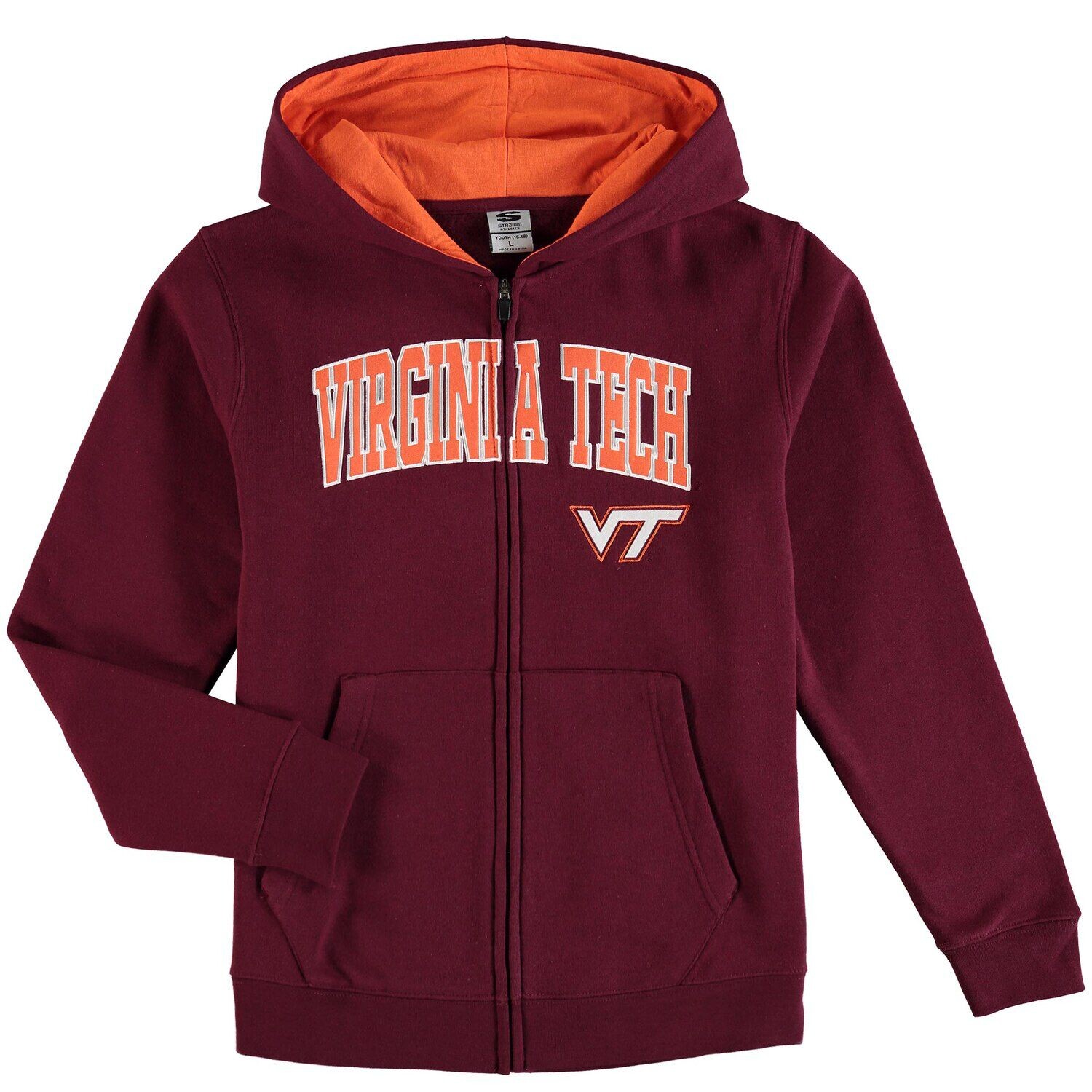 

Молодежная толстовка с молнией во всю длину Maroon Virginia Tech Hokies с аппликацией и логотипом Unbranded