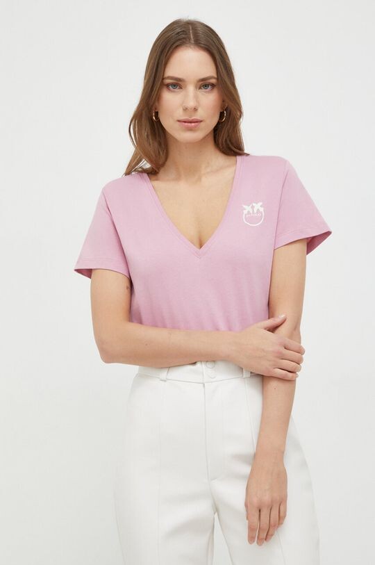 

Хлопковая футболка Pinko, розовый