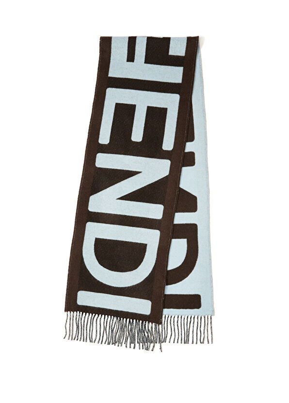 

Женский шерстяной шарф с логотипом Fendi, коричневый