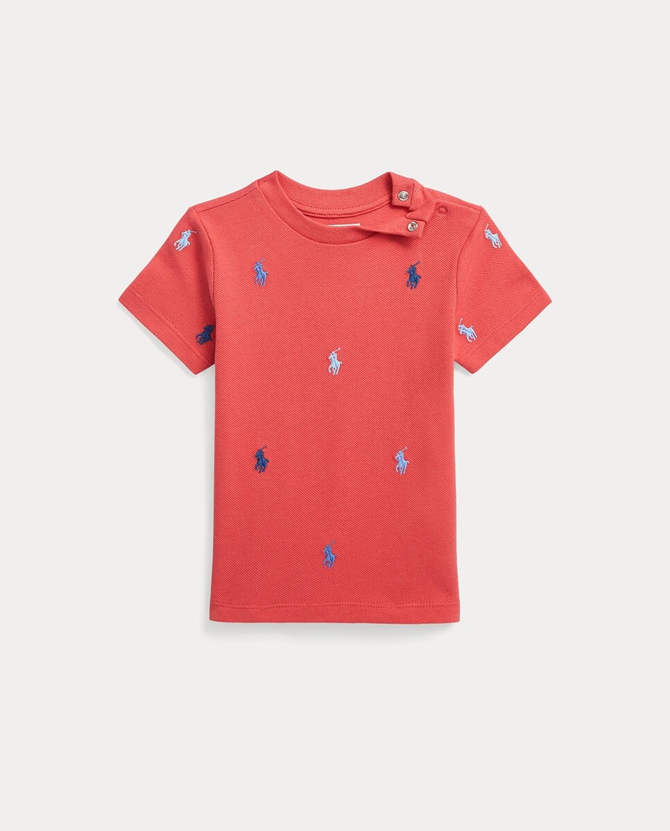 

Хлопковая футболка для мальчика с мульти-вышивкой Polo Ralph Lauren, красный