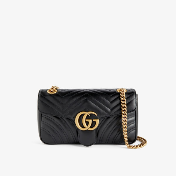 цена Стеганая кожаная сумка на плечо marmont Gucci, цвет nero/nero