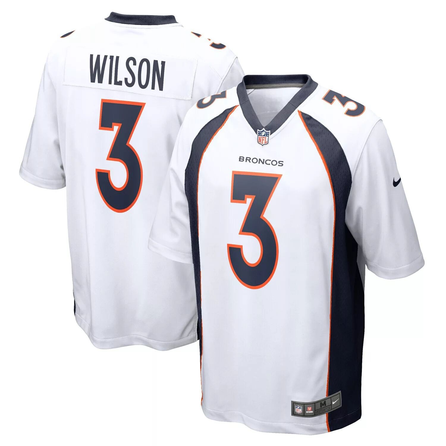 

Мужская белая игровая майка Russell Wilson Denver Broncos Nike, Белый