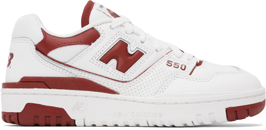 

Бело-красные кроссовки New Balance 550, Красный
